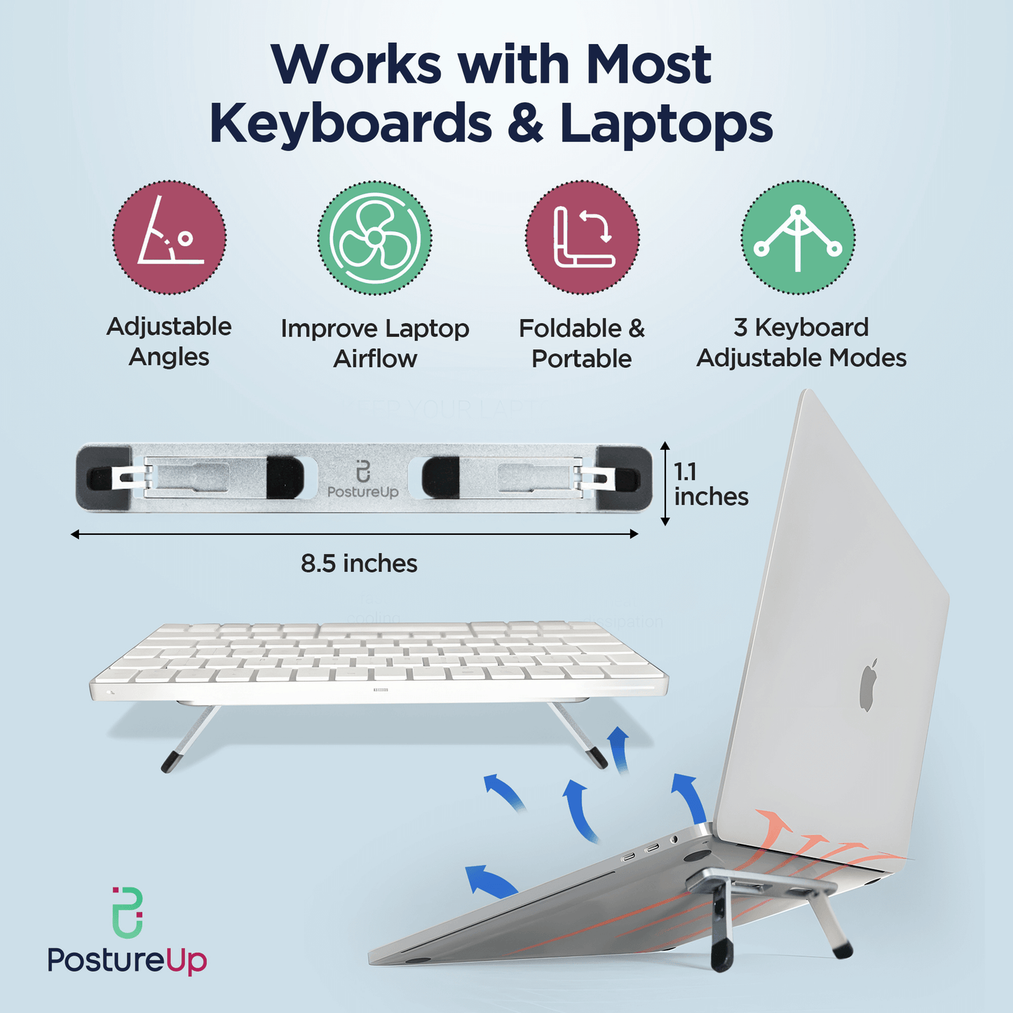 Invisible Aluminum Laptop Riser dimensions