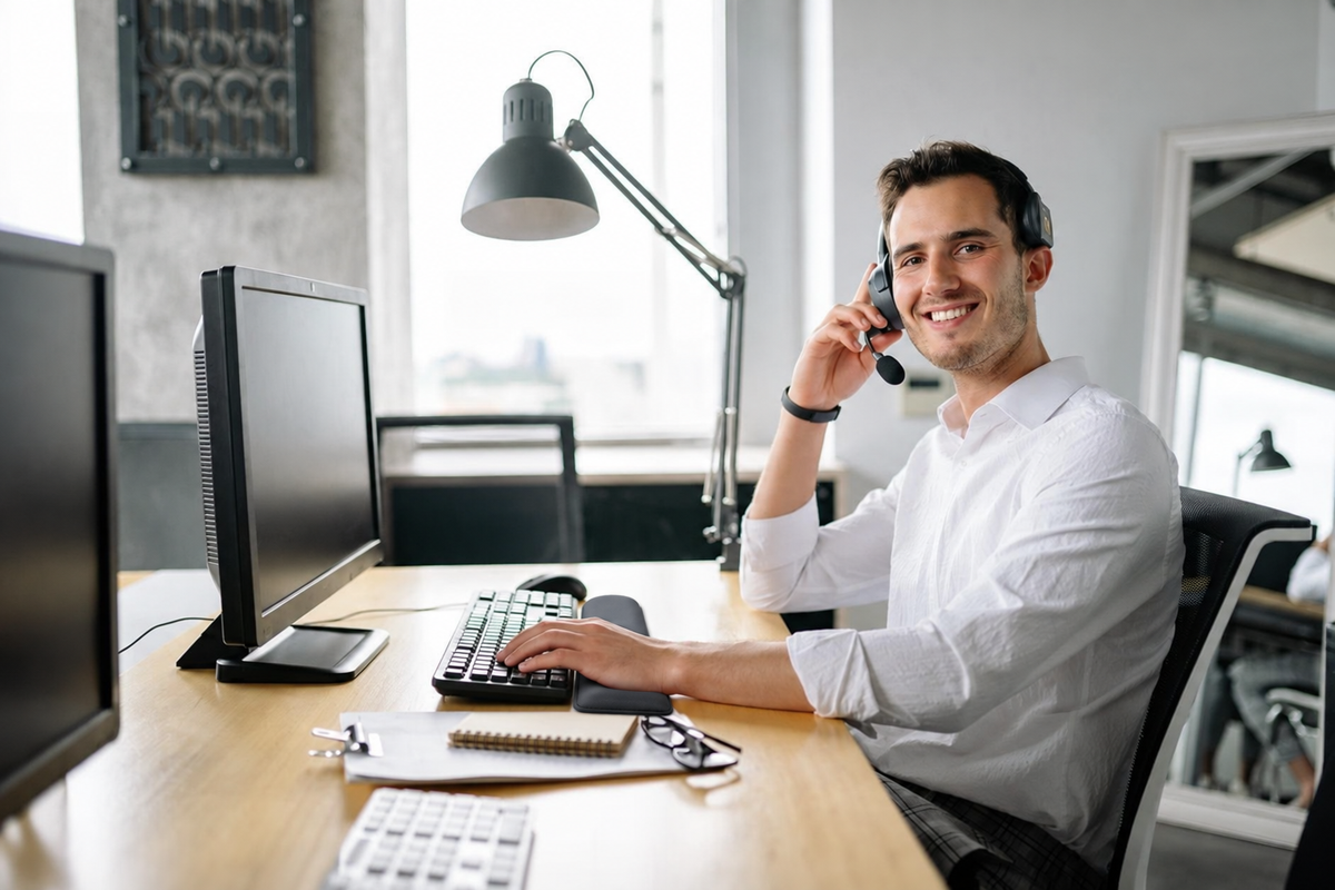 Professional office worker using a memory foam elbow rest for ergonomic wrist support and pain-free typing at a modern desk