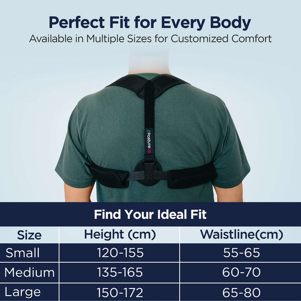 Unisex posture corrector for upper back sizes
